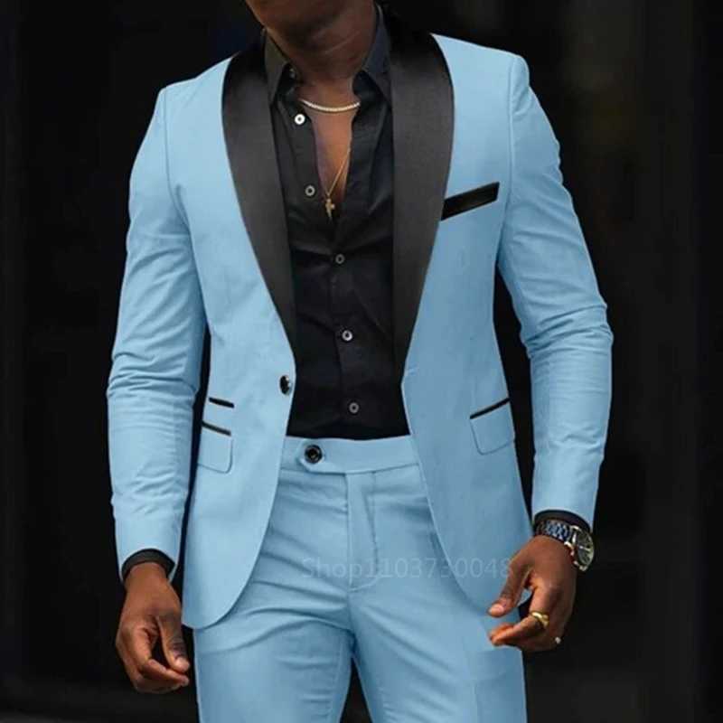 Casual 2 Piece Men Wedding Suits Solid Slim Fit Shawl Lapel Blazer Pant Designs Party Prom Suits Best Man Business Wear Suit X2502201