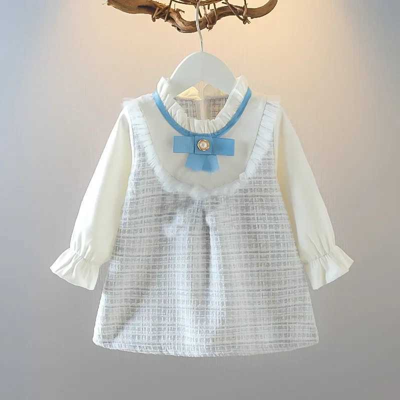 0-3Y Girls Dresses Spring A Line Dress Bow Decoration Long Sleeve For Girls Baby Clothing X250220