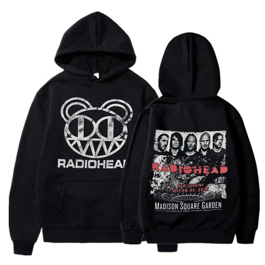 Radiohead Vintage Print Hoodie Men Oversized Cotton Hoodies Hip Hop Line Up New York Tour Rock Band Music Album Sweatshirt X250220