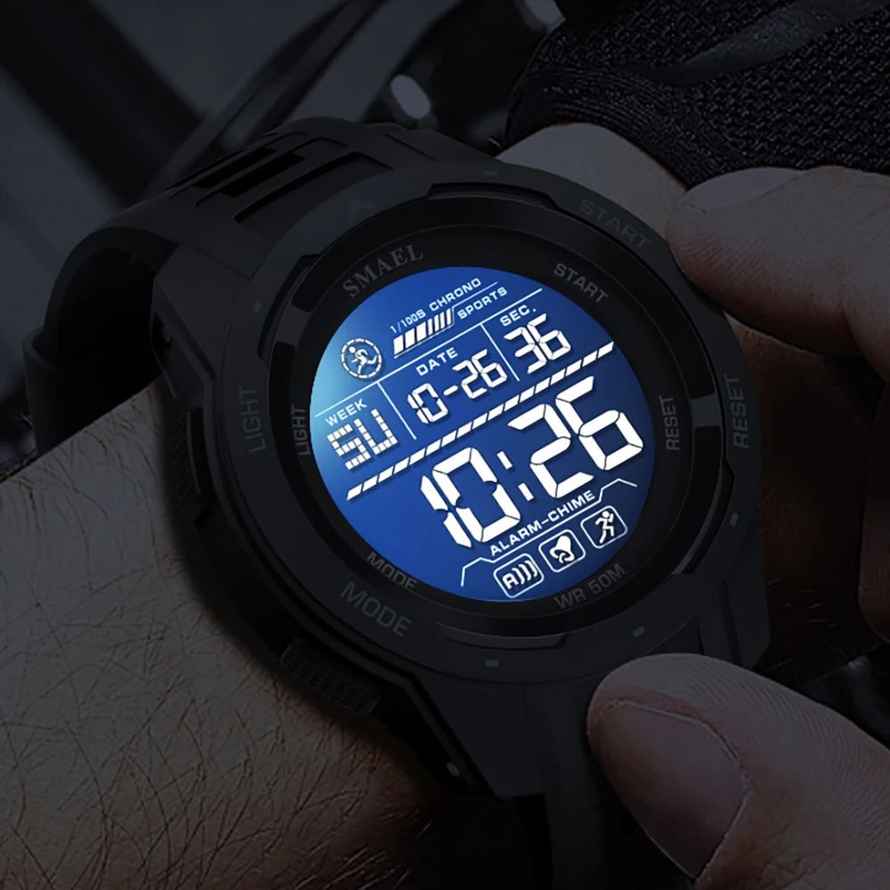 SMAEL Digital Watches Sports LED Wristwatches Mens 50m Waterproof Sport Watch Digital Light Stopwatch 8105 Military Watch Men 250217