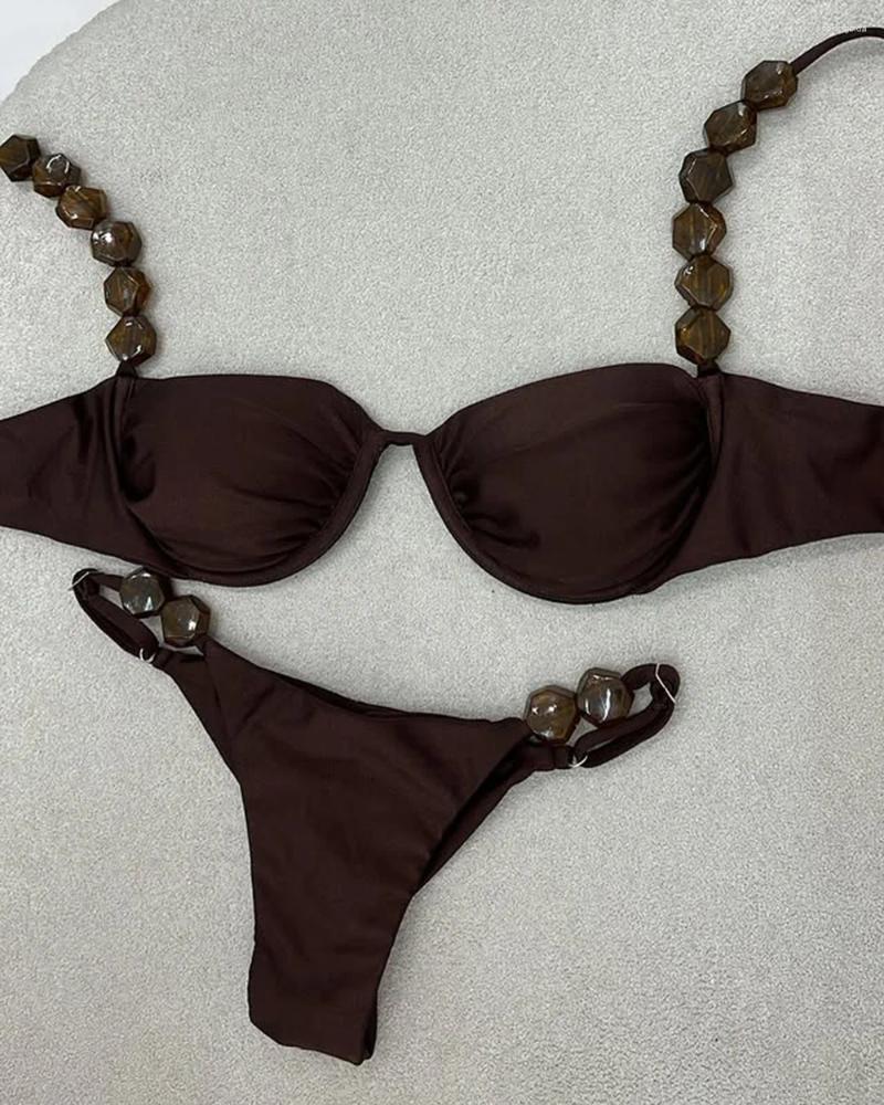 Womens Swimwear 2025 Sexy Bikini Set High Waist Golden Printed Women Push Up Bikinis Swimsuit Female Biquini Bathing Suit