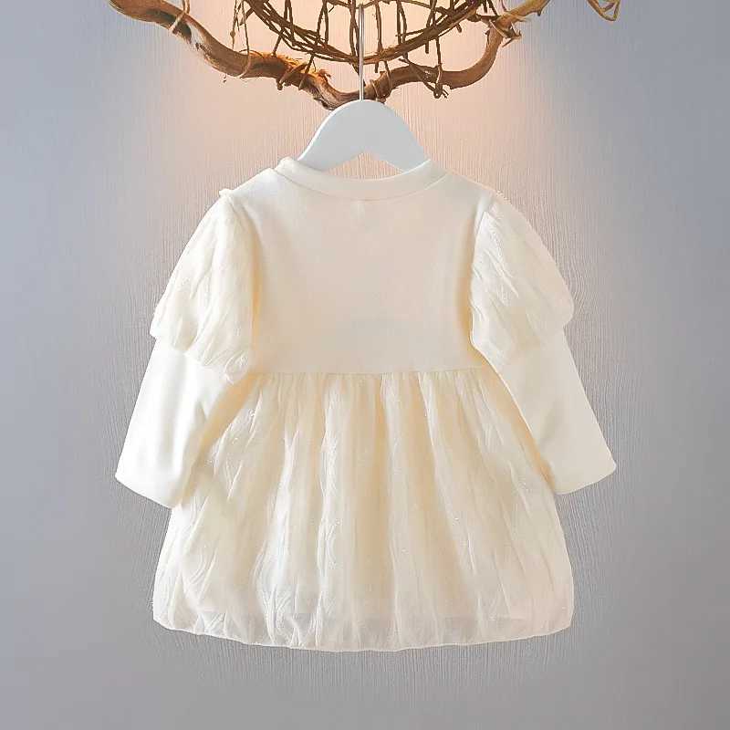 Autumn New Newborn Girls Long Sleeve Dresses 2 Years Baby Princess Lace Kids White Black Dress Toddler Girl Clothes Lolita Dress X250220