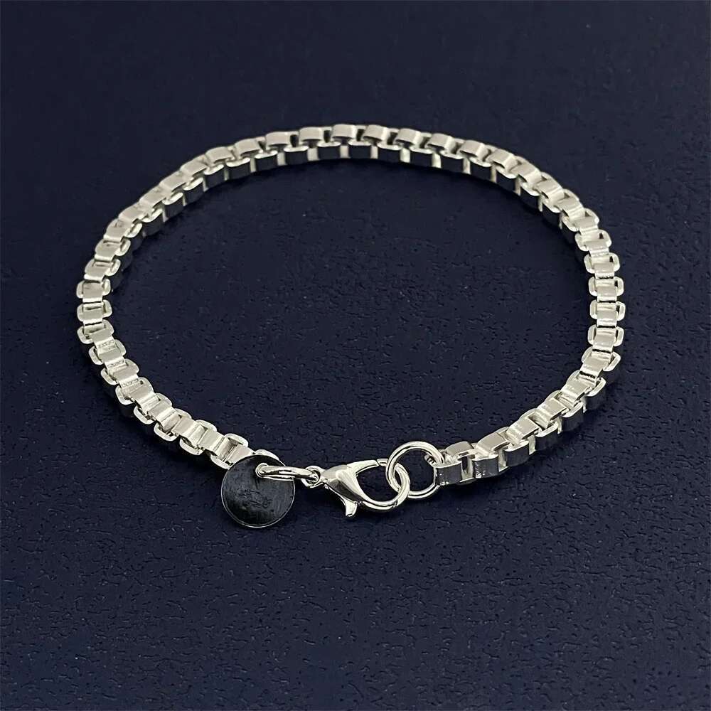 Sterg Sier Bracelet 4MM Venetian Box Exquisite Women Fashion Wedding Party Gift Jewelry