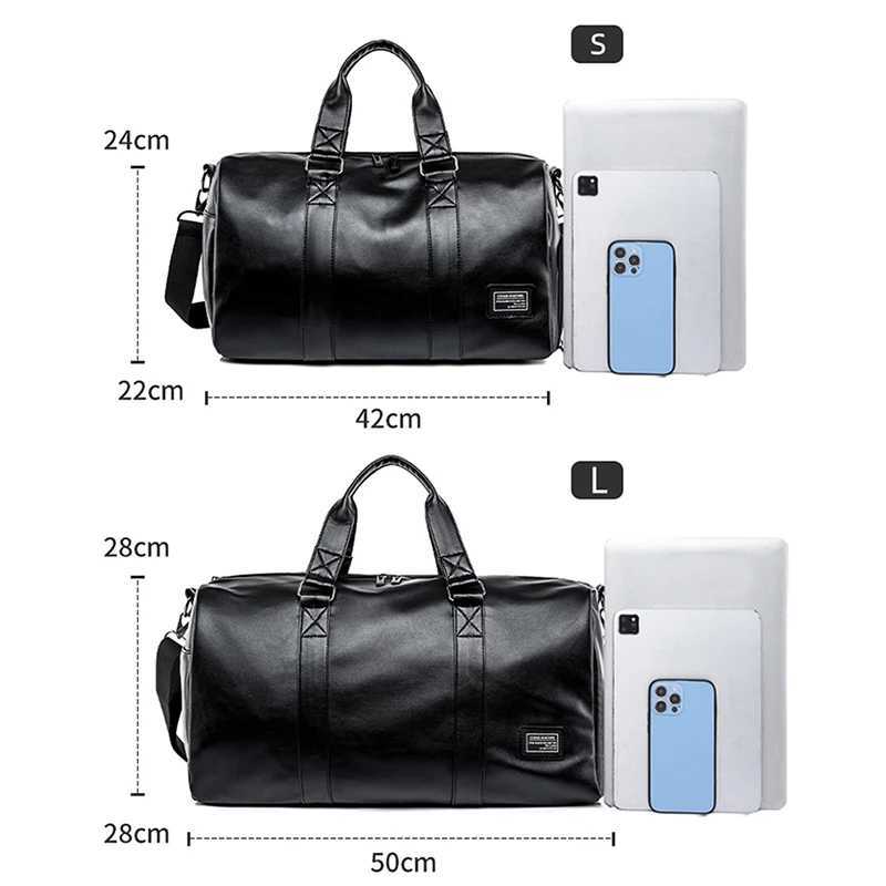 Large Capacity Travel Bag PU Travel Handbag Men Carry On Luggage Duffle Bags Soft Casual Black Big Weekend Bags Travelling Tote Y250304