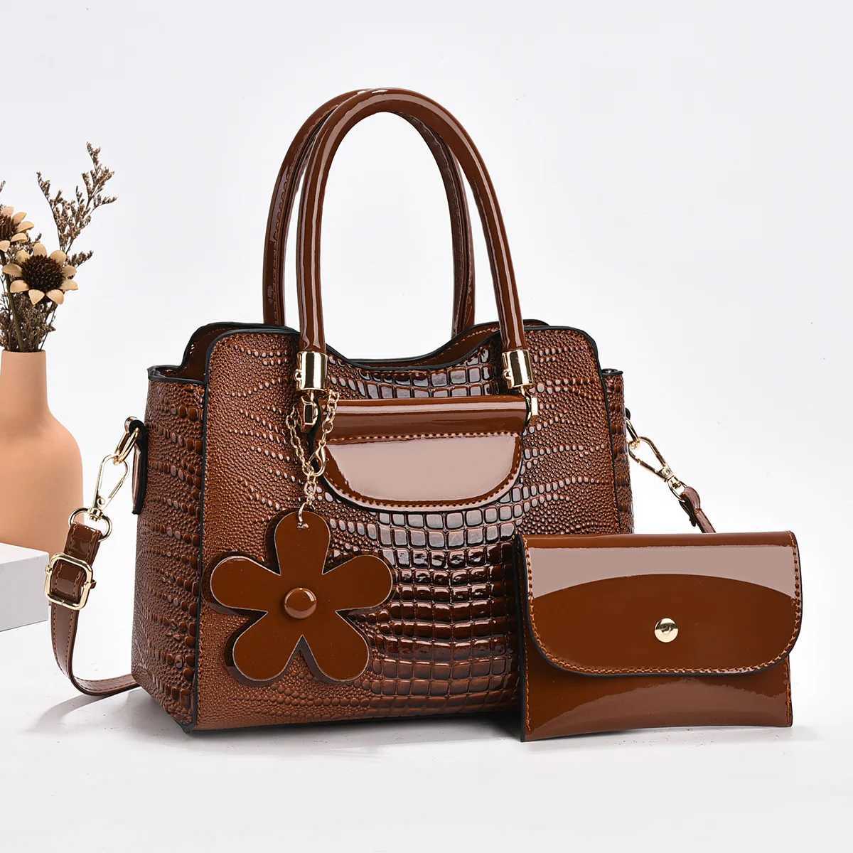 2-piece/set womens handbag PU leather shoulder bag classic womens clutch wallet casual shopping hang up Z250220