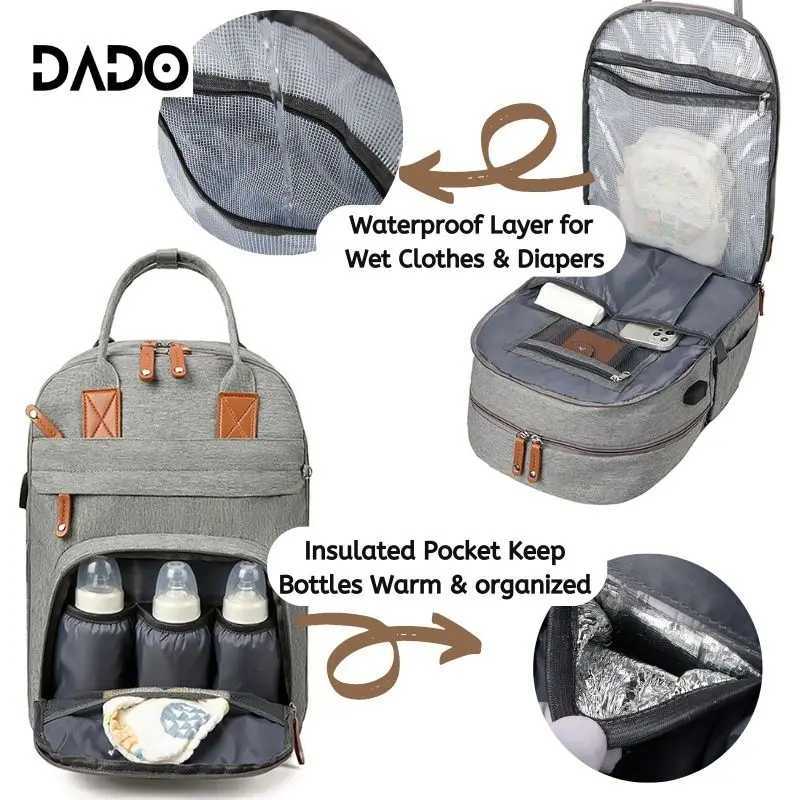 Diaper Bag Backpack Baby Essentials Travel Tote Multifunction Waterproof with Changing Station Pad Stroller Straps Big for Mommy X2502201