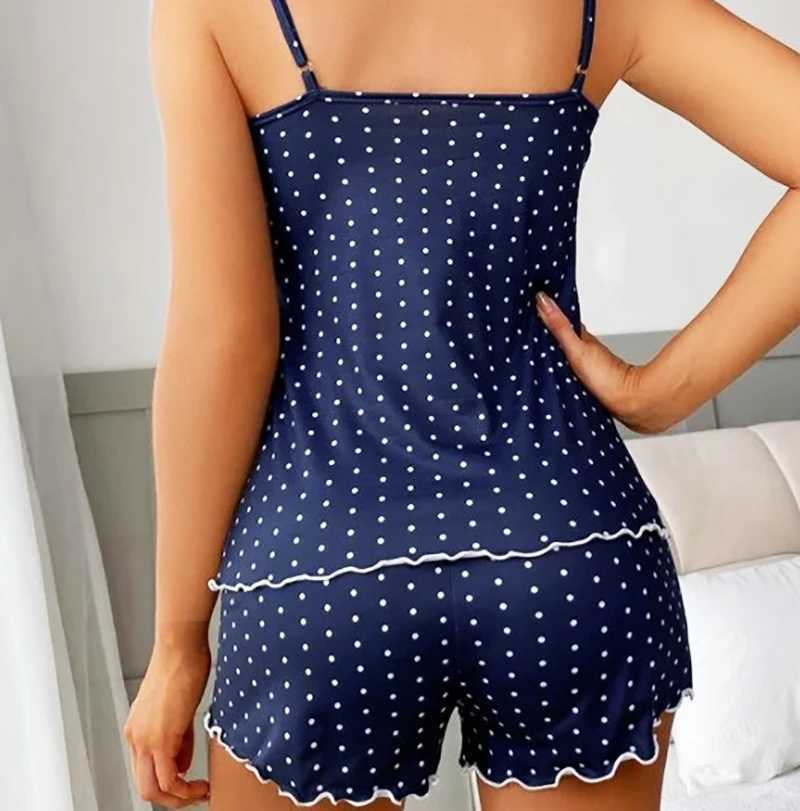 Sexy Summer 2 Pieces Women Pajamas Set Deep V-Neck Tops And Shorts Pajama Suit Ladies Sveless Nightwear For Fe ClothesXJ250220