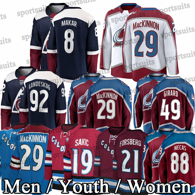 #8 Cale Makar Mikko Reverse Retro hockey jersey Rantanen #29 Nathan MacKinnon Gabriel Landeskog Joe Sakic Valeri Nichushkin Ryan Johansen avalancheS jerseys