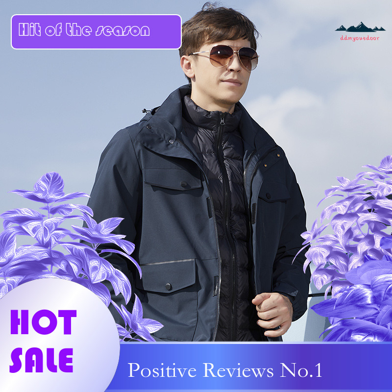 Ddmyoutdoor Couple s Winter Three In One Detachable Down Jacket With Windproof Waterproof Inner Lining Thickened Fleece Two Piece Set For Men And Wome