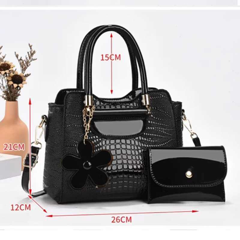2-piece/set womens handbag PU leather shoulder bag classic womens clutch wallet casual shopping hang up Z250220