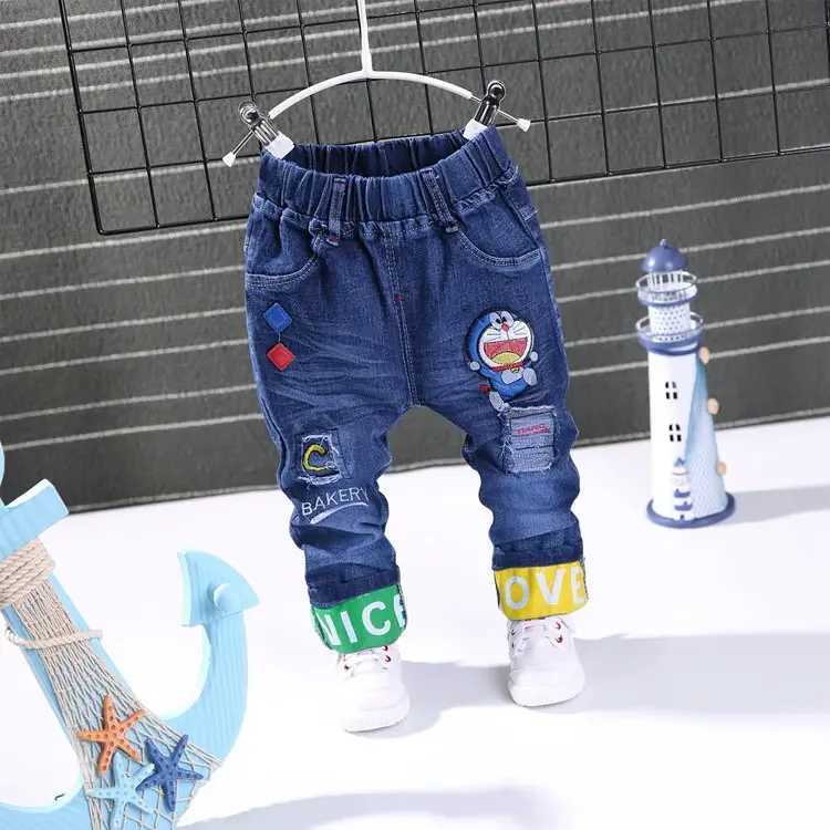 2025 Spring Fashion Boys Jeans Baby casual Color buckle Pants Kids Elastic Jean Boy Trousers Autumn Children Denim 1-6Y Z250220