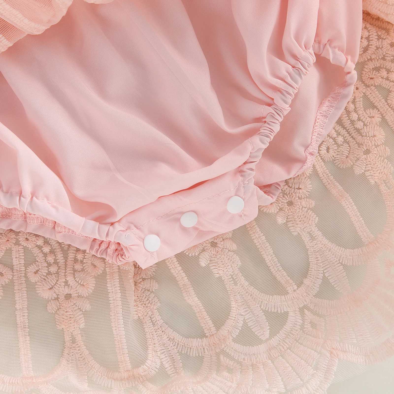 Pudcoco newborn baby summer lace jumpsuit pleated sleeves backless solid color baby jumpsuit 0-24M X250220