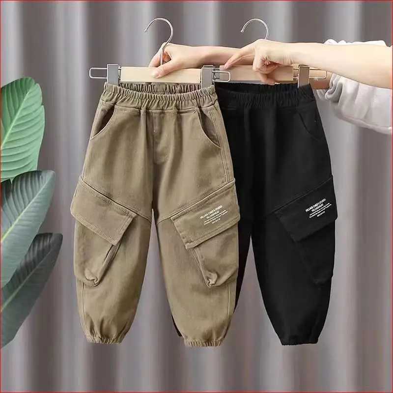 Spring and Autumn Kids Boys Pants 2024 New sle Childrens Handsome Cargo pants Cotton Boys Baby Casual Pants 2-8Y Z250220
