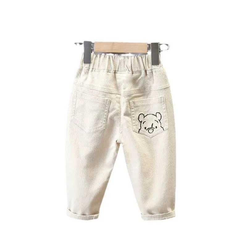 Spring and Autumn Childrens Jeans Baby Boys and Girls Pocket Printed Straight Jeans Childrens Fashion Casual Trousers Z250220