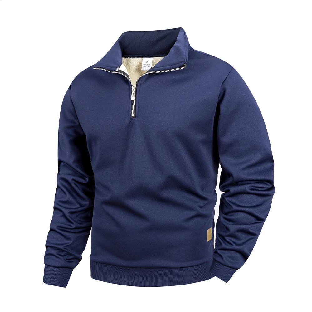 Mens Casual Sweatshirt Long Sleeve Stand Collar Half Zipper Pullover Sweatshirts Autumn Outdoor Streetwear for Men 250220