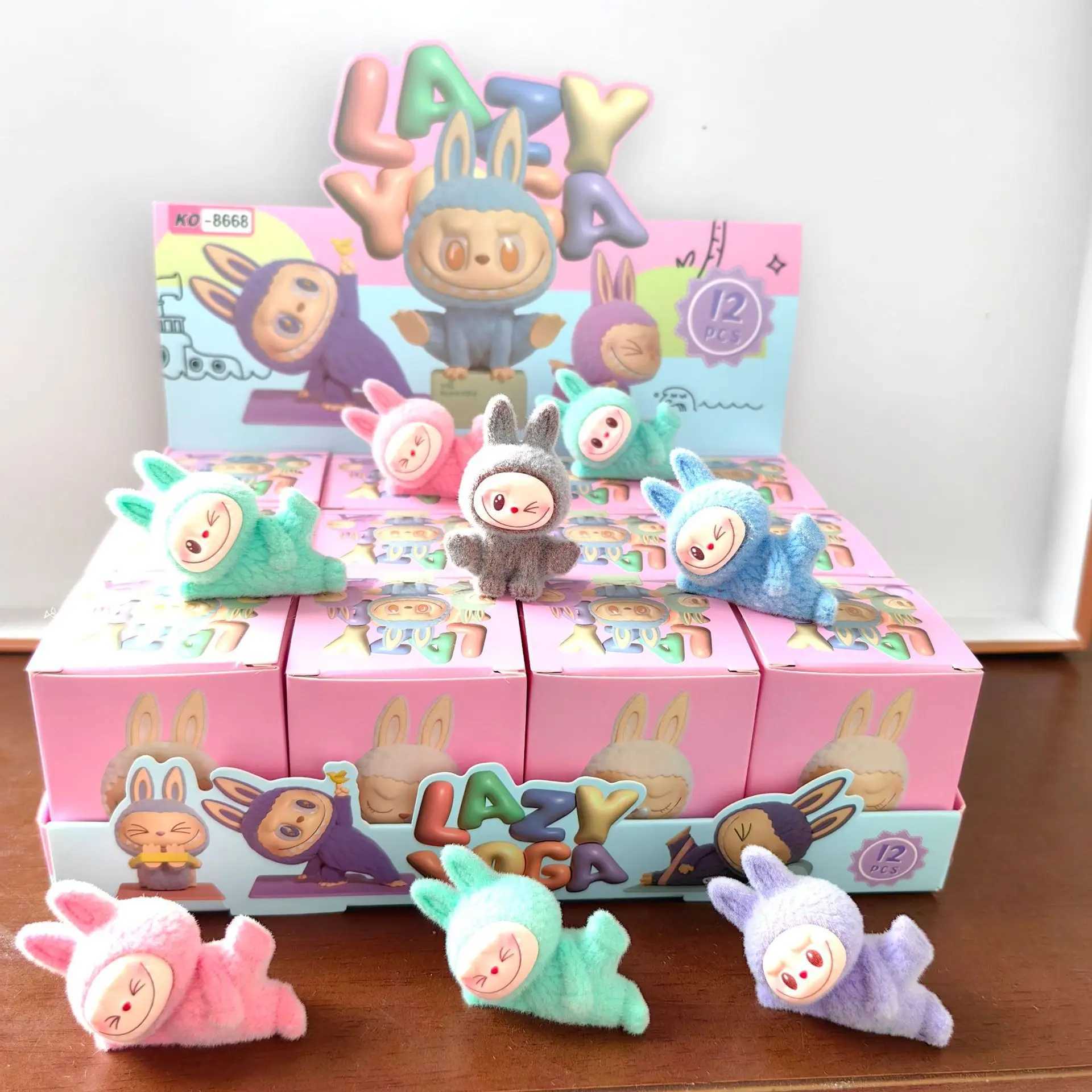 Plush Labubu Blind Box Mini Figure Lazy Yoga Series Cute Doll The Monster Creative Surprise Bag Desktop Mini Decor W250220