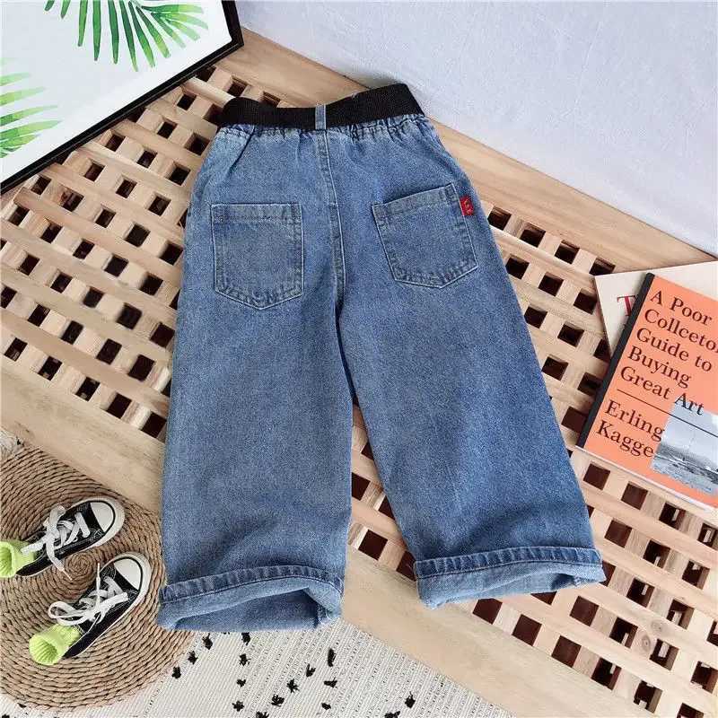 Girls Jeans Solid Color Kids Jeans Girls Spring Autumn Children Jeans Casual Sle Kids Clothes Z250220