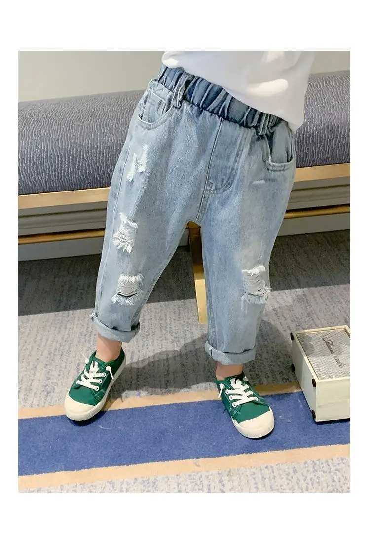Kids Boys Pants Spring and autumn Jeans New childrens Ripped Trousers Boys Baby Korean Pants Z250220