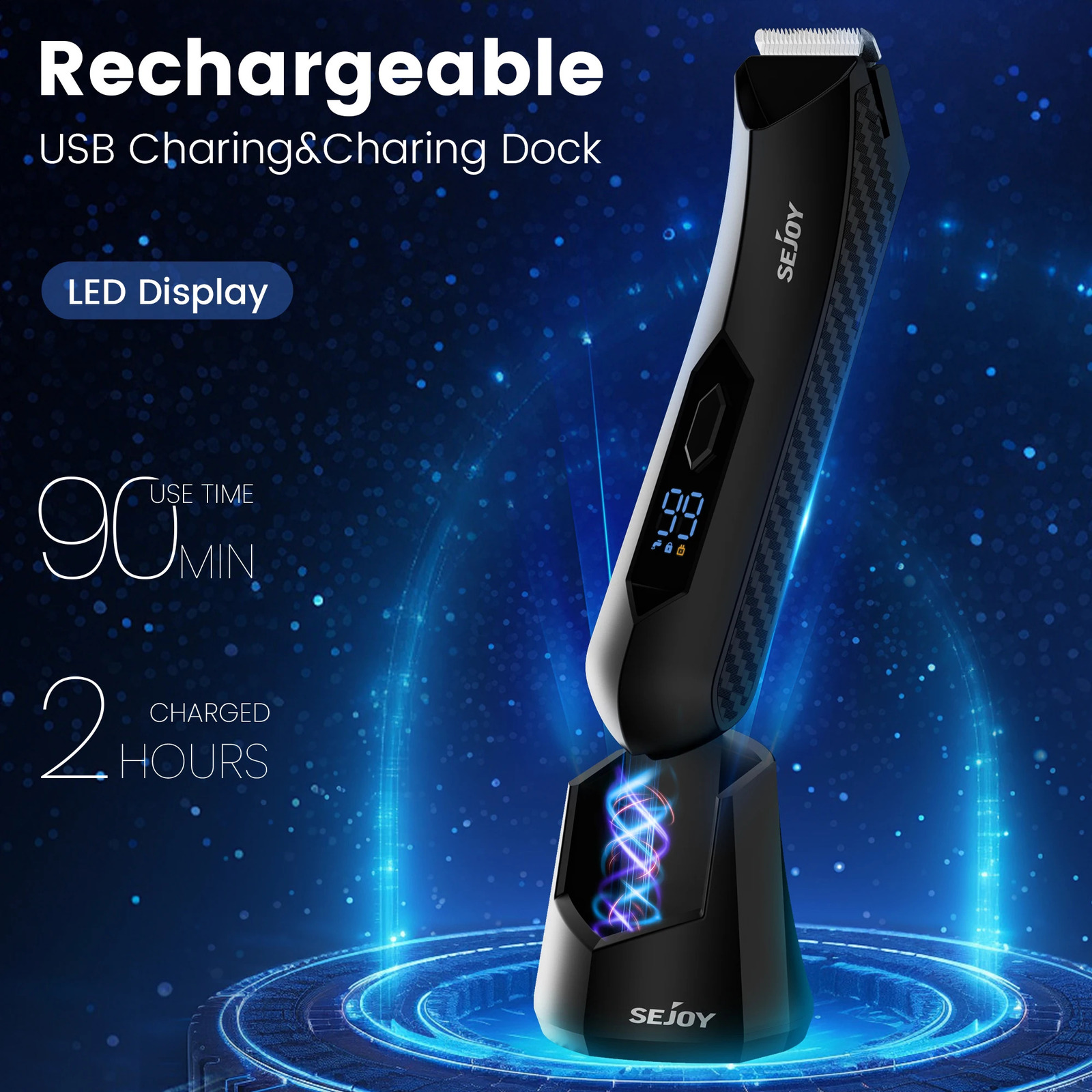 SEJOY Hair Trimmer Men Beard Body Grooming Kits Electric Clipper Nose Ear Trimer Rechargeable 250217
