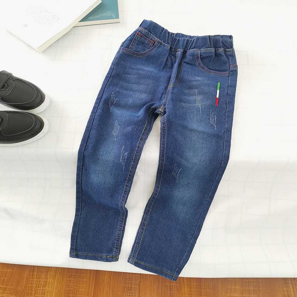 IENENS Kids Slim Jeans Teens Boy Casual Trousers Child Elastic Waist Pants 4-11 Years Fashion Solid Color Straight Denim Pants Z250220