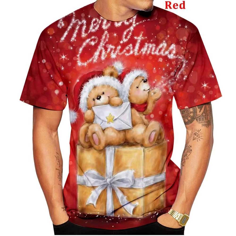 Mens Clothing with Christmas Tree 3d PrintMens T-shirtLarge Size Casual Loose T-shirt W250220