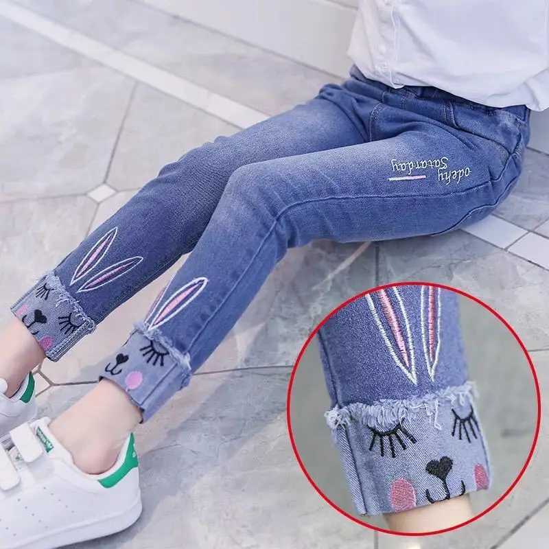 New Girls Fashion Jeans Spring Summer and Autumn Soft Casual Boutique Cotton Kaii Girls Elegant Jean Kids Pants 3-12Y Z250220