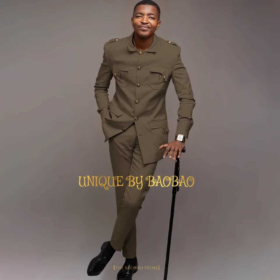 Mens suit 2-piece set (jacket+pants) African/Indian style attire for wedding cocktail birthday Thanksgiving Xmas party tuxedo X250220