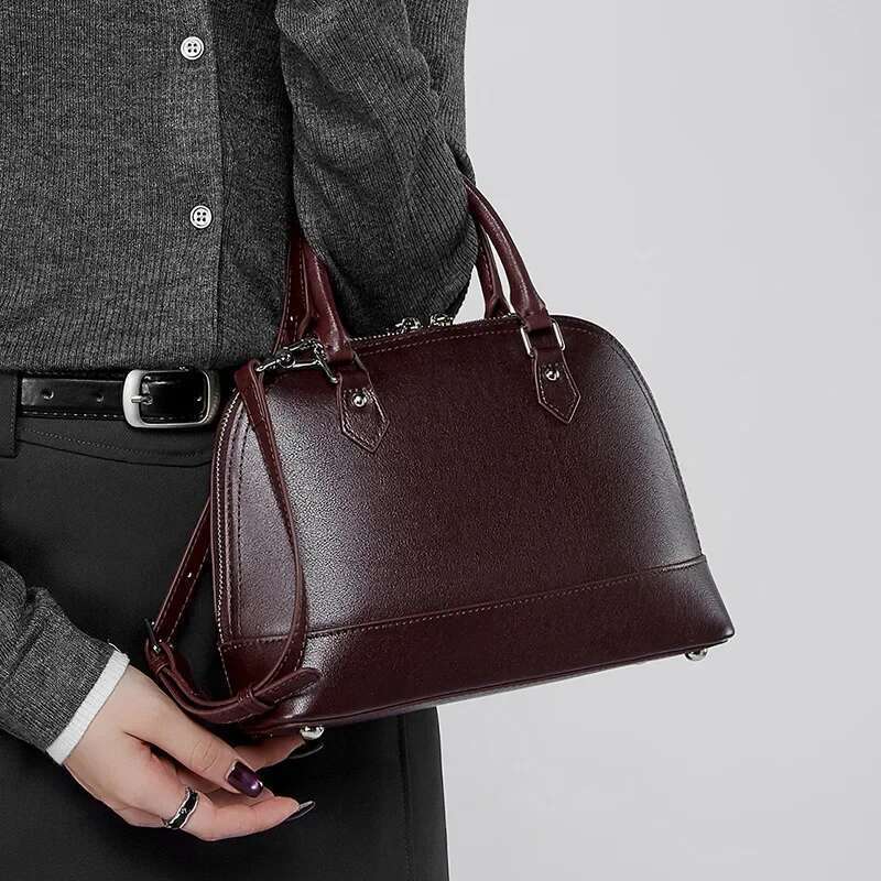 Women Genuine Leather Shoulder Female High Capacity Commuter Casual Handbag Totes Crossbody Bag Purse