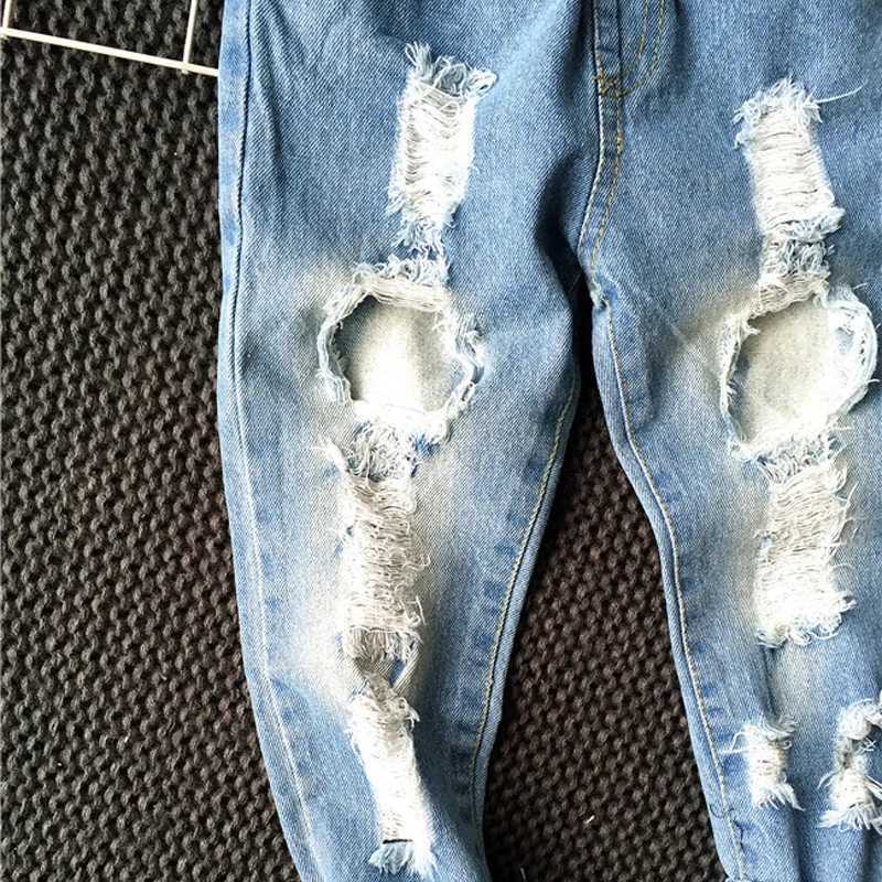 1-8yrs School Boys Clothes Children Broken Hole Jeans Pants New 2021 Baby Girls Jeans Pants Brand Trousers Fashion Jeans Z250220