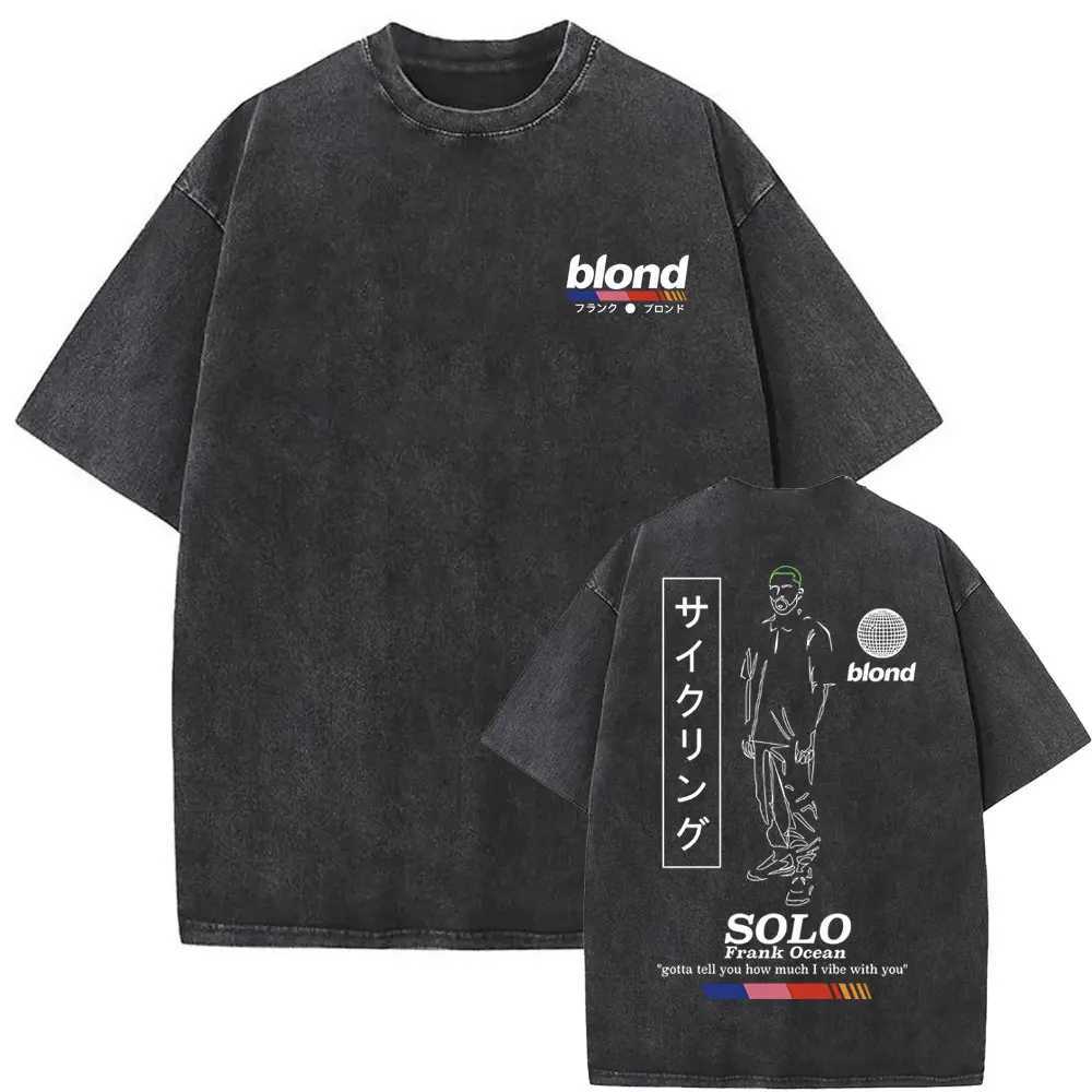 Men's T-Shirts Washed Vintage Rapper Frank Oversized Tshirt Blonde Graphic T-shirts Men Women Ocean Hip Hop T Shirt Mens Fashion Casual Tees z250
