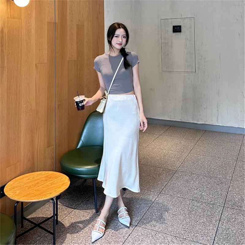 M16781 high waist skirt high-end fashion women's summer skirt new waist slimming drape long skirt