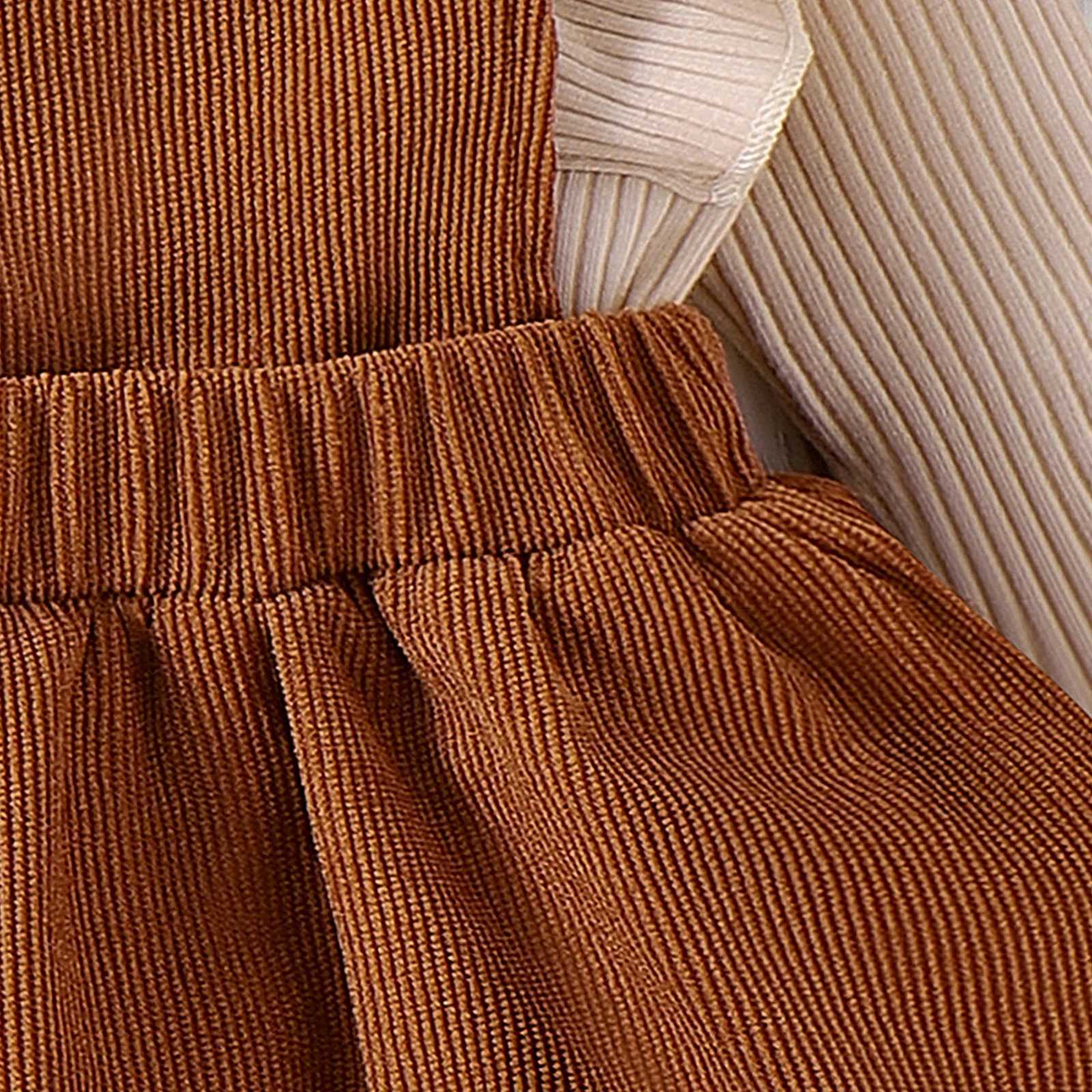 2PCS Autumn New Style For 0-1 Year Old Girls Comfortable Simple And Fashionable Long-Sleeved Suit + Coffee Strap Skirt X250220