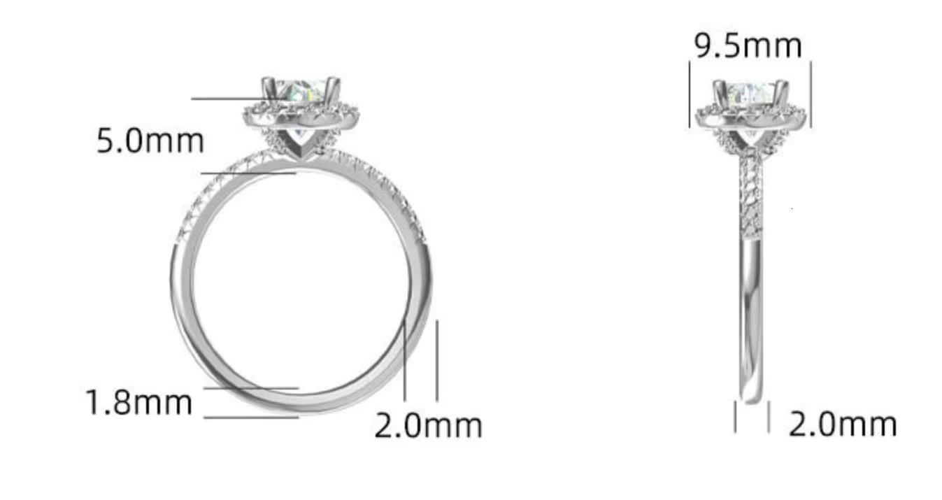 Mossany Star Hot Sale Jewelry Sterg Sier Brilliant Cut Moissanite Dia Ring for Women