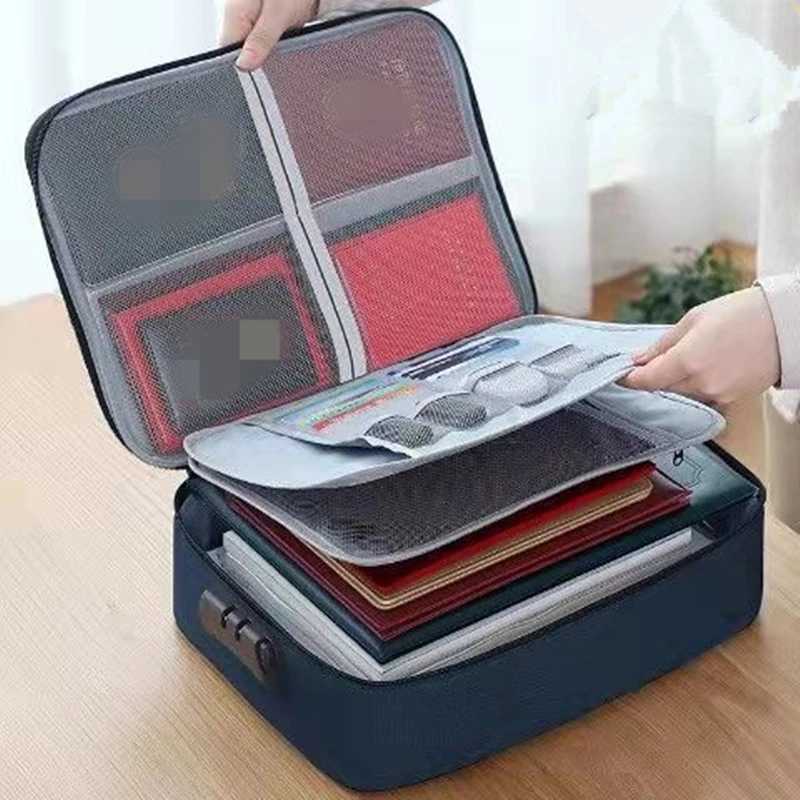 Large Capacity Multi-Layer Document Tickets Storage Bag with lock Certificate File Organizer Case Home Travel Passport Briefcase X250220