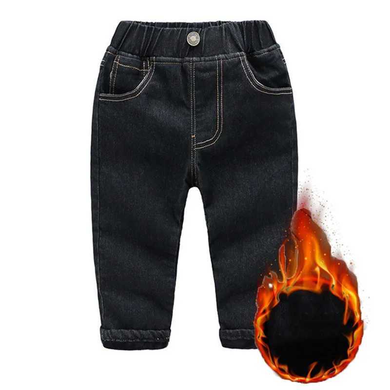 Winter baby jeans 2-6 year old childrens thick and loose Trouser boys elastic warm pants autumn fashion childrens wool jeans Z250220