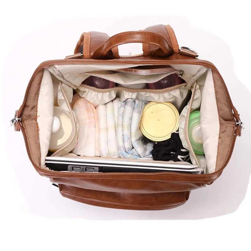 PU Leather Diaper Bag Backpack Waterproof Maternity Bag for Stroller Baby Mummy Bags PU Nappy Bag Large Capacity Bottle bag X250220