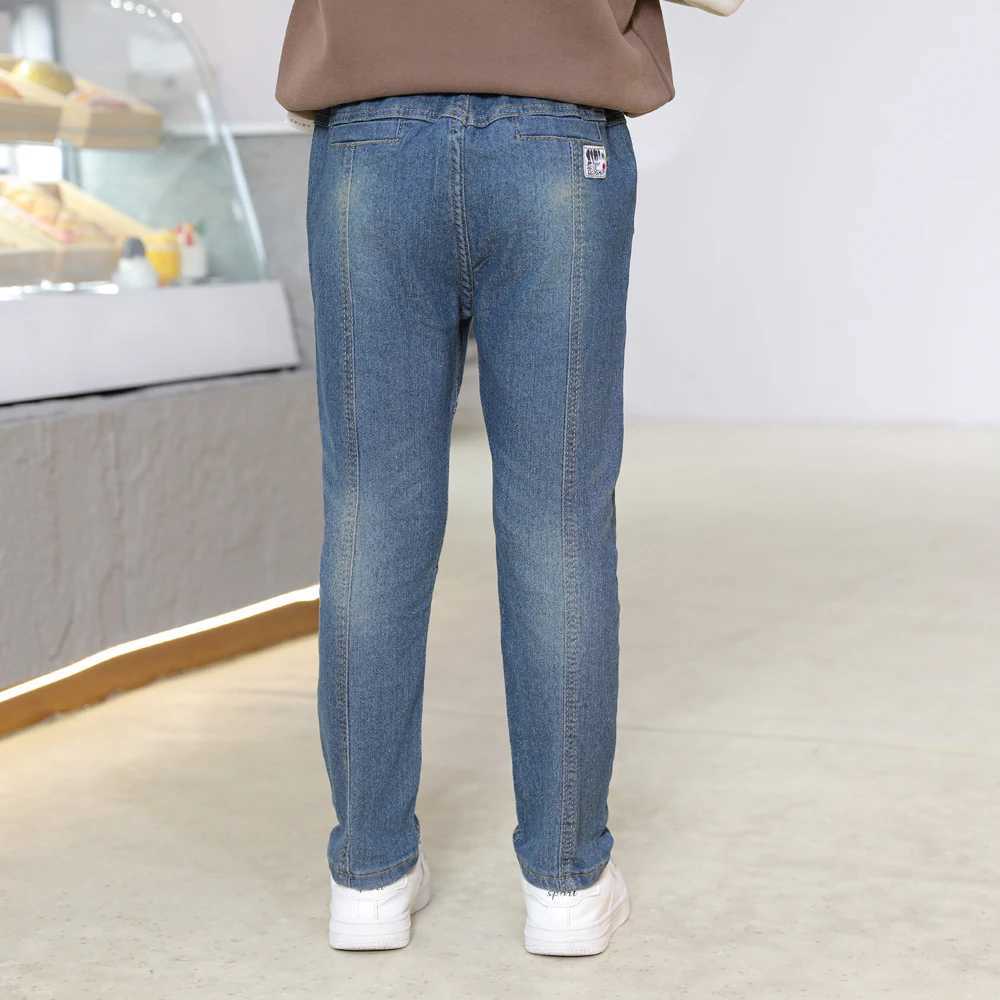 IENENS 4-11 Years Boys Slim Straight Jeans Children Denim Long Pants Kids Casual Trousers Z250220
