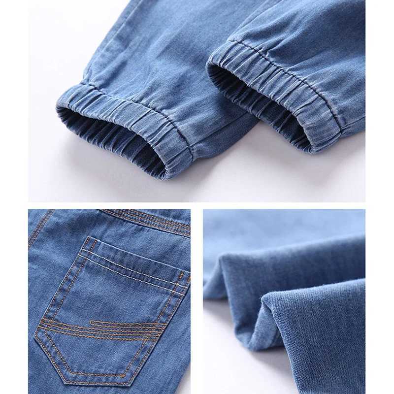 100% Cotton Comfortable Childrens Jeans 2024 Spring New Boys And Girls Thin Elastic Waist Casual Loose Jeans Baby Pants Z250220