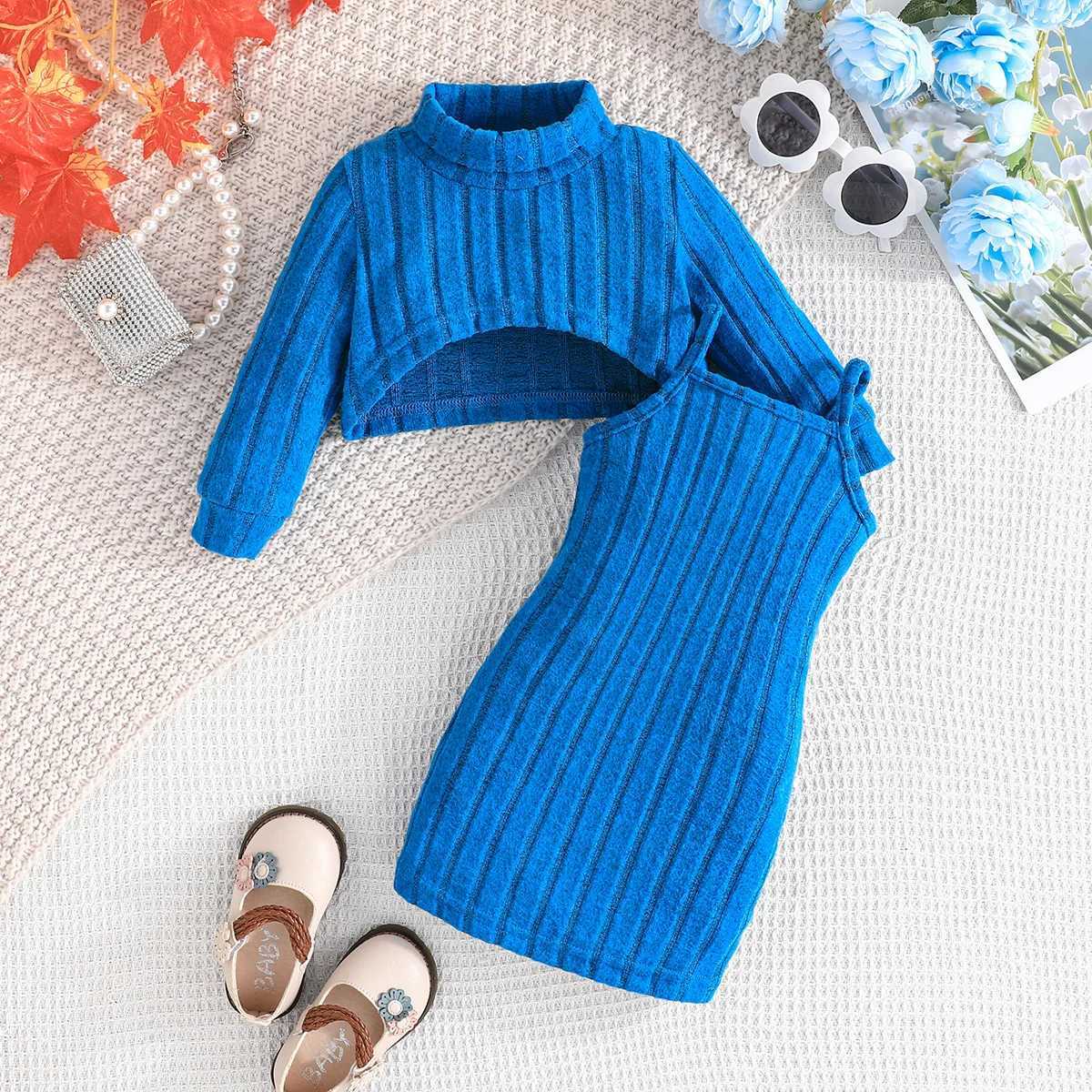 Newborn Baby Girls Clothes Set 6Months-3Years old Long Sleeve Striped Top and Suspenders Skirt Princess Dresses For Kids Girl X250220