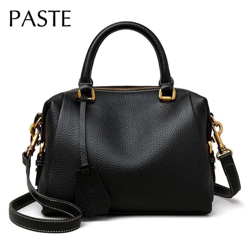 Autumn Winter New Taro Purple Roomy Pillow Boston Tote Soft 100% Cowskin Women Handbag Big Cowhide Leather Female Shoulder Bag