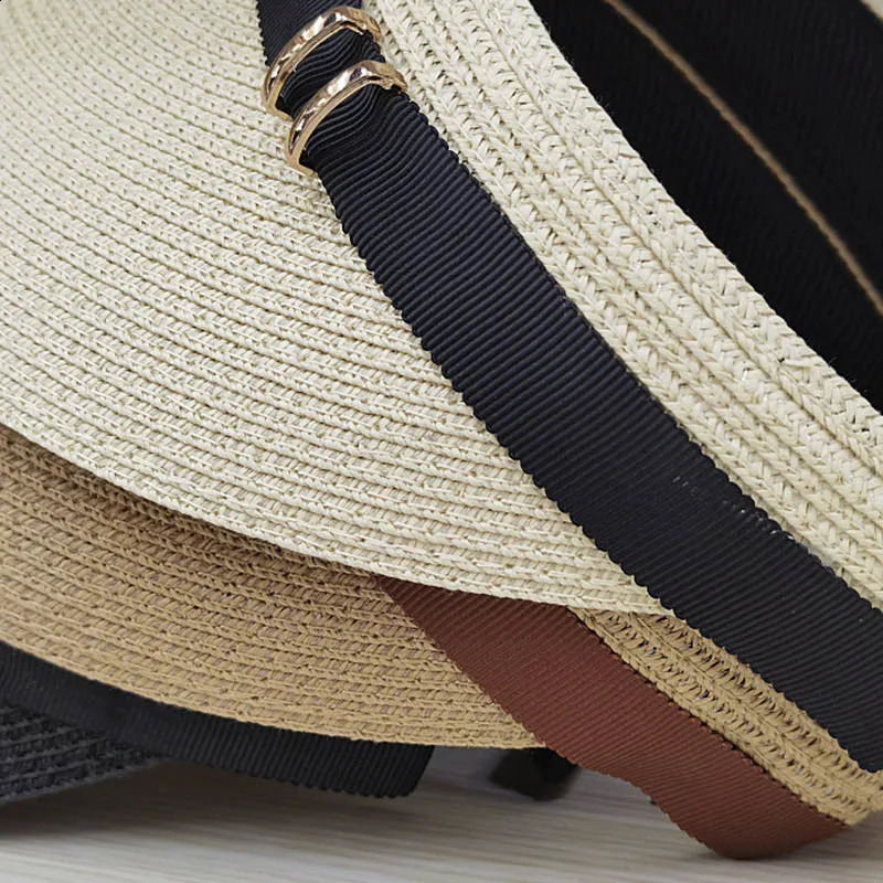 Wide Brim Summer Cap Sun Visor Cap with Elastic Head Straw Cap Sun Visor Hat for women Beach Cap Baggy Sun CaAdjustable Packable 250219