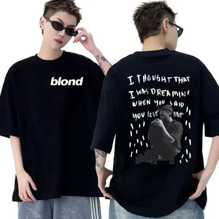 Men's T-Shirts Rapper Frank Retro Graphic T Shirt Mens Hip Hop Ocean Album Clothing T-Shirts Y2k Unisex Blond Fashion Oversized Cotton T-shirt z2