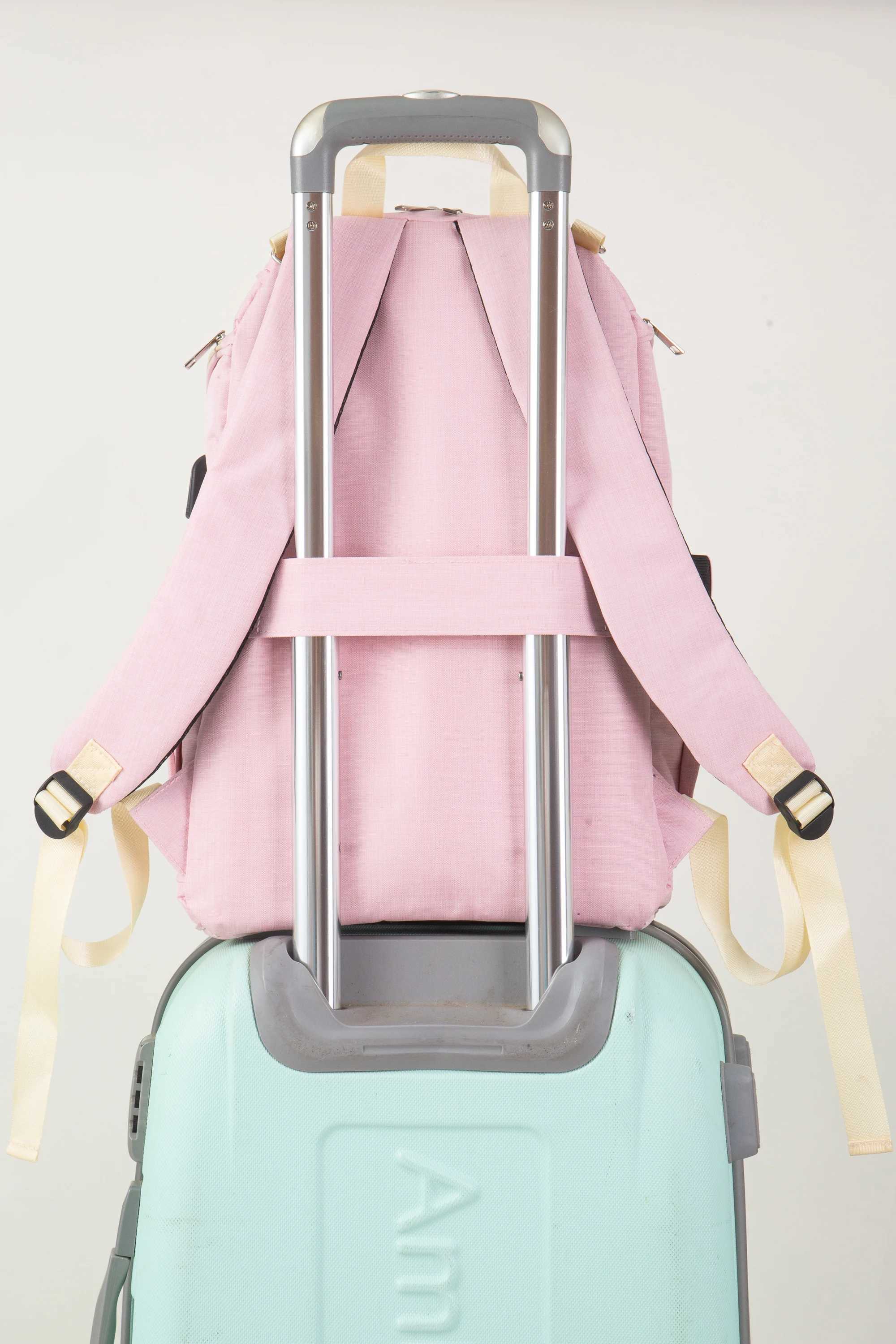 Fashionable fully open shoulder mommy bag multifunctional multi compartment large capacity mother and baby backpack X250220