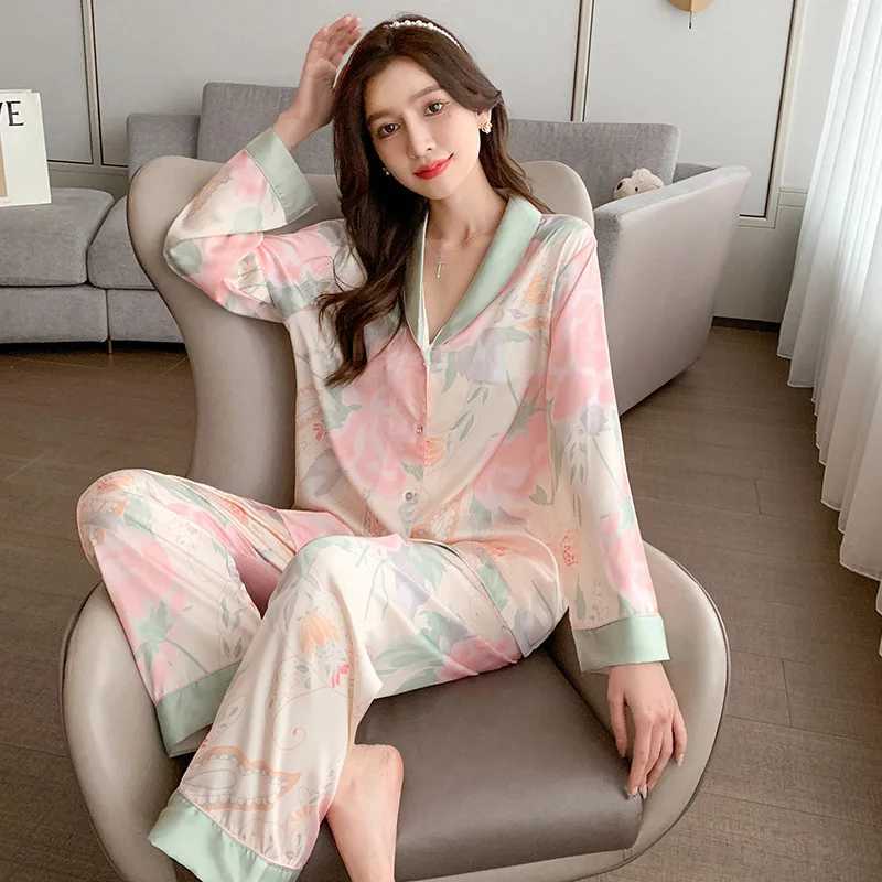Spring and Autumn Ladies New Pajamas Homewear Two-Piece Fe Summer Thin Silk Sweet Pop Casual Pajamas Homewear SetXJ250220