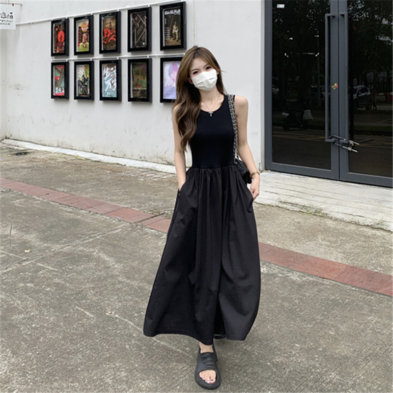A96417 White Sleeveless French Long Skirt Long Waist Women's Suspender Skirt Summer 2025 New Gentle First Love Dress