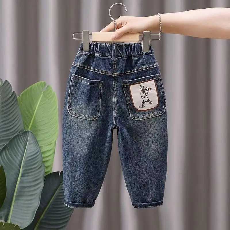 Boys pants for spring and summer 2024 new childrens loose fitting jeans suitable for boys and babies in autumn wearing Trouser 2-7Y Z250220