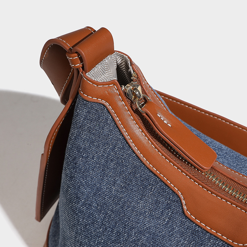 Chic Large Volume Denim Crossbody Bag - Sleek Pillow Design for Everyday Use