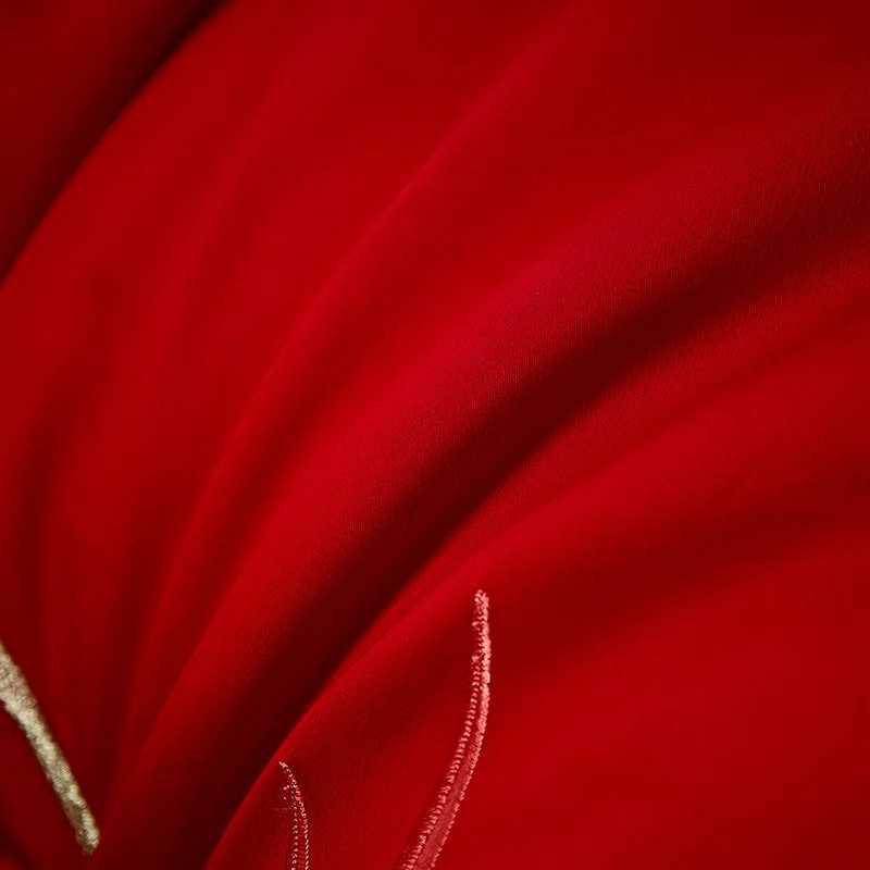 Luxury Dragon Phoenix Embroidery Duvet Cover Set 100%Cotton Chinese Wedding Red Bedding Bed Sheet Pillow Cover Queen King SizeXJ250220