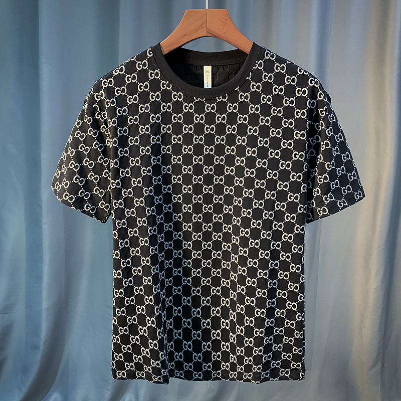 2025 White short-sleeved T-shirt men 2025 new fashion brand new summer trend all loose solid color top
