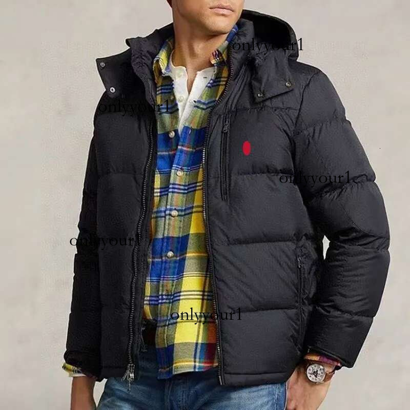Men's Polo Puffer Jackets Women Winter Puffer Down Ralphy Tracksuit Jackets Coats Zipper Designer Saint Laurent Clothing Fashion Men Warm Embroidered Hooded 37d